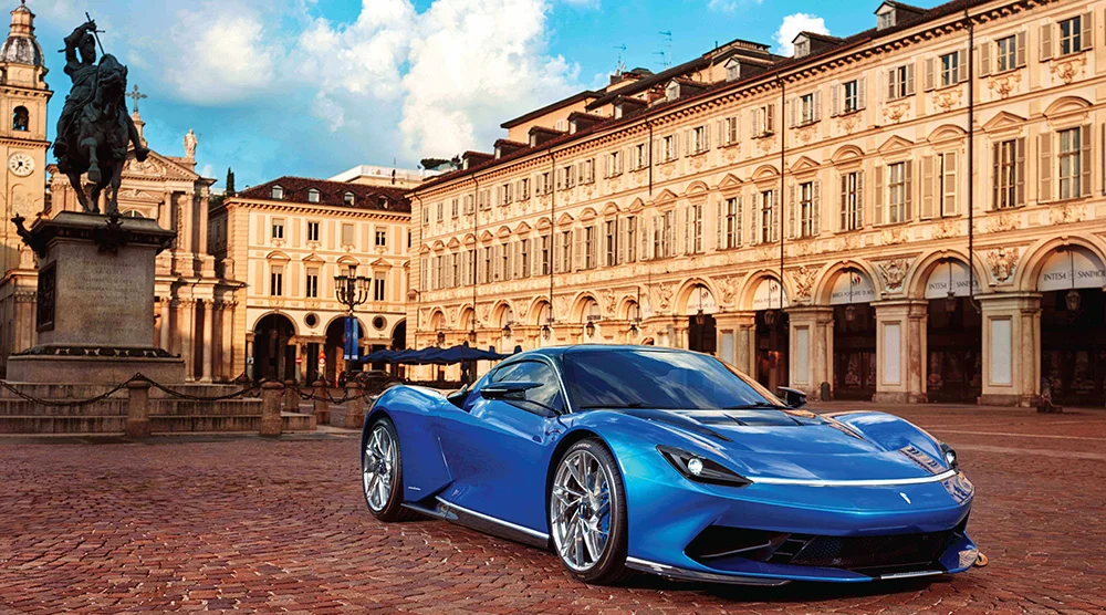 Blue Pininfarina Battista Side View Image Blue Pininfarina Battista Side View Photo