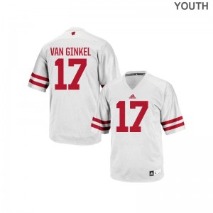 Wisconsin Badgers Andrew Van Ginkel Youth(Kids) Authentic Embroidery Jerseys White