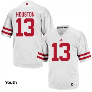 Wisconsin Badgers Jerseys Youth Small Bart Houston Authentic Kids - White