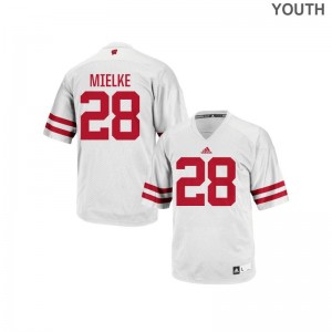 Youth Blake Mielke Jersey NCAA White Authentic Wisconsin Badgers Jersey