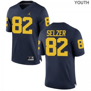 Carter Selzer Youth(Kids) Michigan Jersey Jordan Navy Limited Stitched Jersey