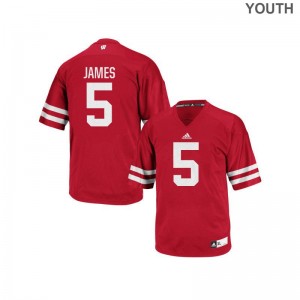 Authentic Youth Wisconsin Badgers Jersey XL of Chris James - Red
