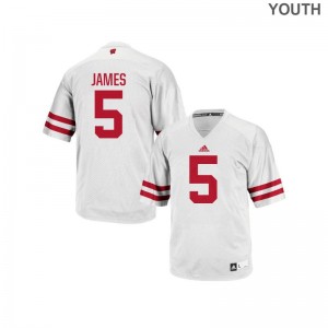 Chris James Wisconsin Youth(Kids) Replica Jersey Youth X Large - White
