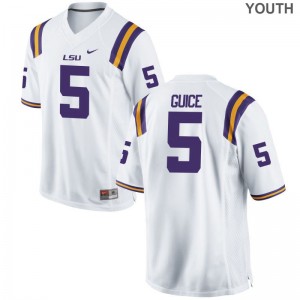 Derrius Guice LSU Tigers Jerseys Youth Large Youth(Kids) White Limited