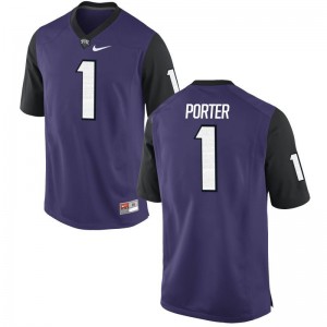 Mens Limited Embroidery Texas Christian Jersey Emanuel Porter Purple Black Jersey