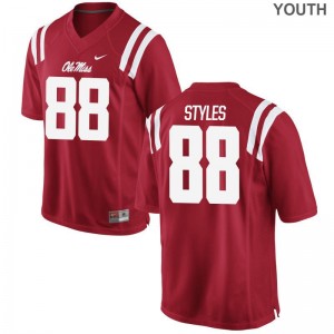 University of Mississippi Limited Garrett Styles Youth(Kids) Red Jersey S-XL