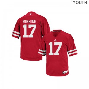 Youth George Rushing Jersey Red Replica Wisconsin Badgers Jersey