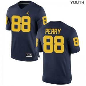 Grant Perry Jerseys Large Youth Michigan Limited - Jordan Navy