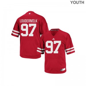 Wisconsin Badgers Isaiahh Loudermilk Jersey Youth Medium Replica For Kids Red