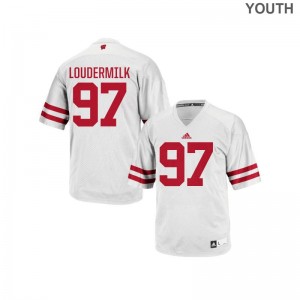 Wisconsin Badgers Isaiahh Loudermilk Jersey S-XL White For Kids Replica