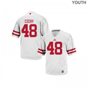 Jack Cichy Jerseys Large Youth Wisconsin Badgers White Authentic