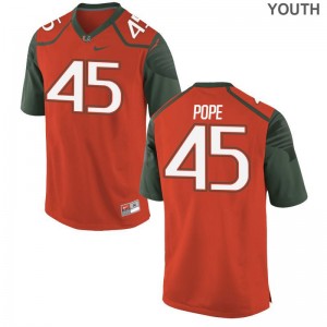 Jack Pope Miami Hurricanes Jersey Youth XL Orange For Kids Limited