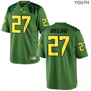 Oregon Ducks Jersey Youth XL of Jacob Breeland Limited Kids - Apple Green