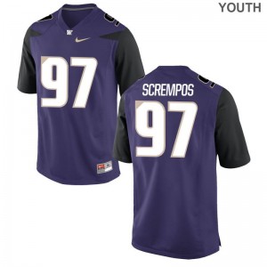 Jason Scrempos UW Huskies Jerseys Youth Small Limited For Kids Purple