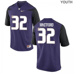 XL UW Huskies Joel Whitford Jersey Youth(Kids) Limited Purple Jersey