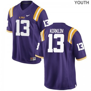 Jontre Kirklin Louisiana State Tigers Jersey Youth(Kids) Limited Purple Official