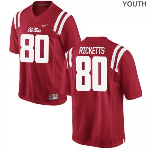 Limited Josh Ricketts Jerseys Youth Small University of Mississippi Youth Red