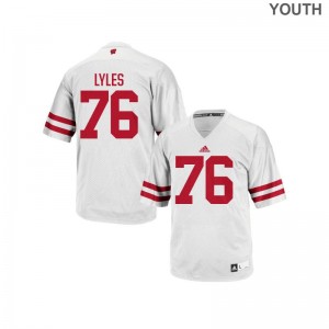 Kayden Lyles Kids Wisconsin Badgers Jerseys White Authentic Stitched Jerseys