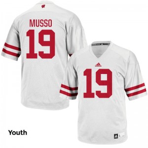 Wisconsin Badgers Leo Musso Authentic Youth(Kids) Football Jersey - White