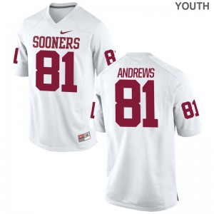 Oklahoma Sooners Mark Andrews Jerseys Stitched Youth(Kids) Limited White Jerseys