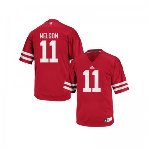 2XL Wisconsin Nick Nelson Jerseys For Men Authentic Red Jerseys