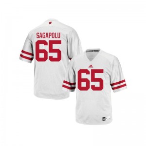 Wisconsin Badgers Authentic Youth Olive Sagapolu Jerseys XL - White