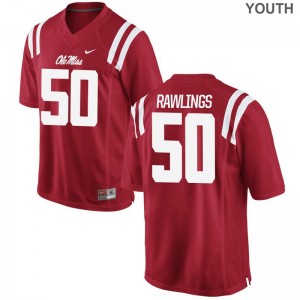 University of Mississippi Jersey X Large of Sean Rawlings Limited Youth(Kids) - Red