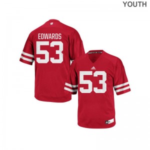 Wisconsin Authentic T.J. Edwards For Kids Jerseys Youth Medium - Red