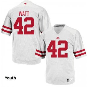 Wisconsin T.J. Watt Jersey Youth X Large Authentic For Kids Jersey Youth X Large - White