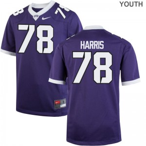 Limited Wes Harris Jerseys Youth Large Kids Horned Frogs - Purple